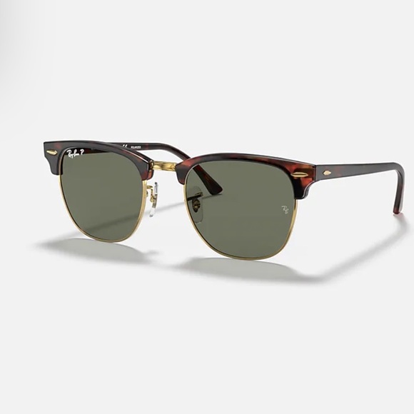 Ray-Ban Polarizes Clubmaster Classic Sunglasses in Tortoise and Green Classic - Picture 1 of 7